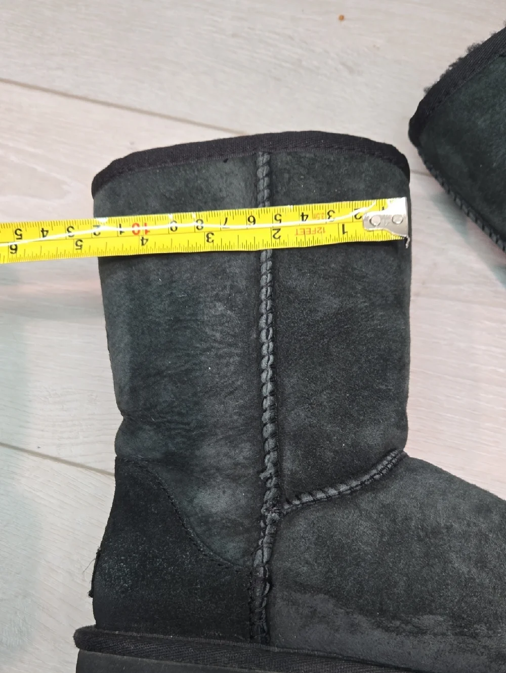 UGG Australia Women Black Suede Mid-Calf Shearling Boots Shoes Sz 6
